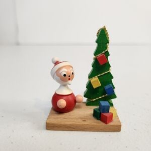 Goula Wood Santa Tree Christmas Ornament Wooden St Nick Vintage Mid Century 60s